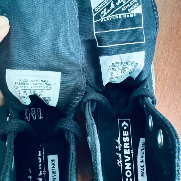 Converse Taylor All Star 70 High Top platform Sneaker Black and White with Studs - Picture 15 of 17